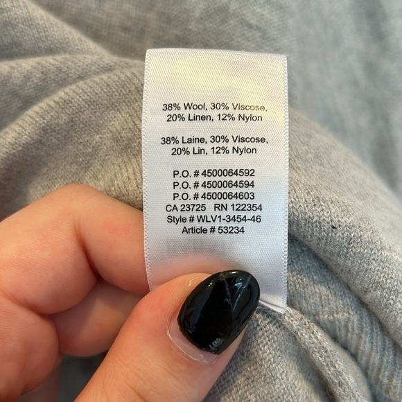 Aritzia Babaton Baylor Wool V-Neck Long Sleeve Grey Sweater Size XXS/XS - Picture 7 of 7